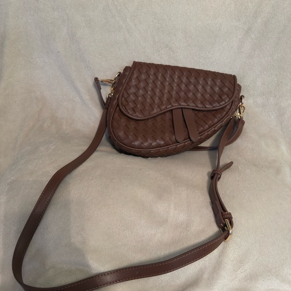 Handbags - Brown Woven Crossbody Bag - Women